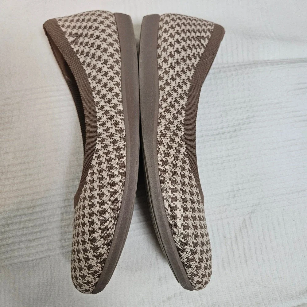 Vivaia‎ Clair Walker Houndstooth Flats Sz 42 10.5 Espresso Tan Ivory Shoes